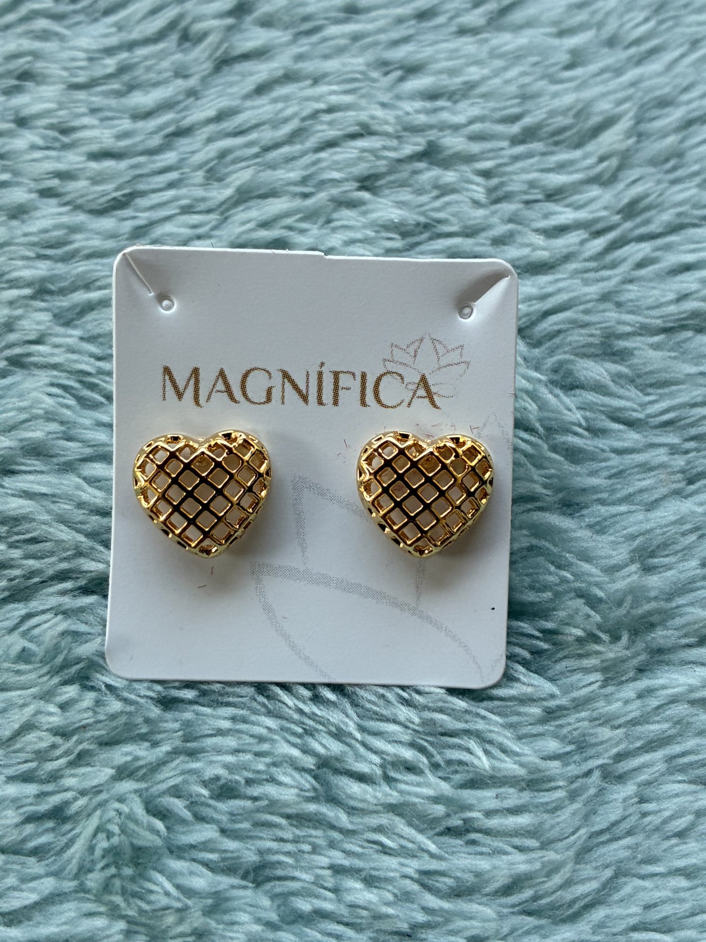 Brinco Coração Quadriculado